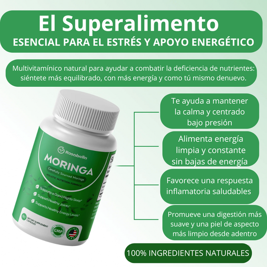 Moringa Rosabella: Reduce el cortisol de forma natural para ayudar a restaurar el equilibrio interno y externo.